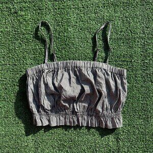 Kimchi Blue - Dark Navy Checkered Gingham Crop Tank Top - Women’s size Small